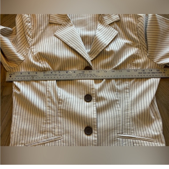 Women's cream Khaki and tan striped blazer size L - Picture 4 of 6